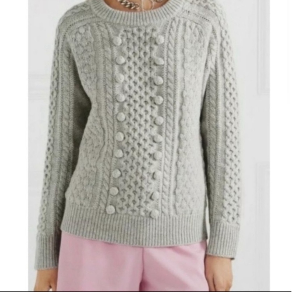 J. Crew Light Gray Cable Knit Sweater Size Large Lambswool Size Large